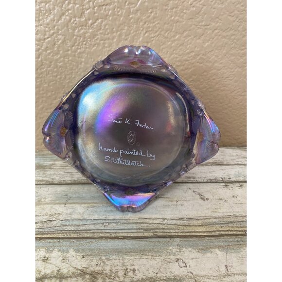 Fenton Iridescent Lavender Trinket Jar Scott K Fenton S Whitlatch Hand Painted - Picture 10 of 13